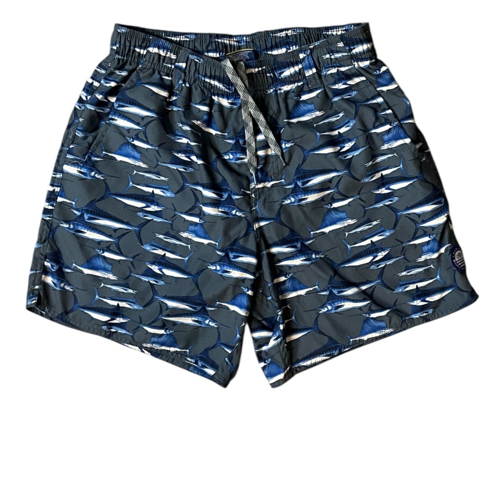 AFTCO Blue and Dark Gray Shark Swim Trunks